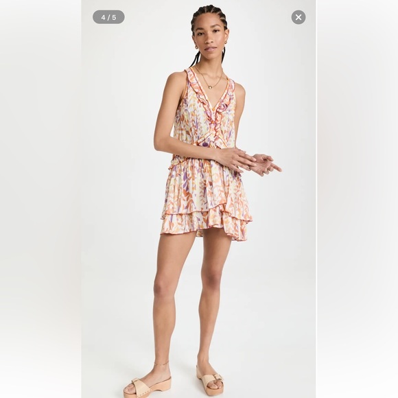 Poupette St Barth Mae Orange Floral Mini Dress Large - Picture 3 of 6